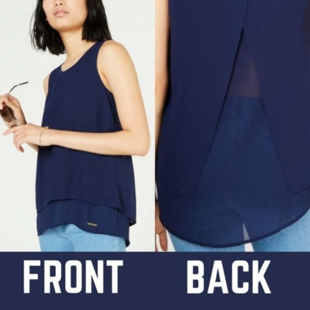 NWOT Michael Kors Sleeveless Flyaway Top in Navy